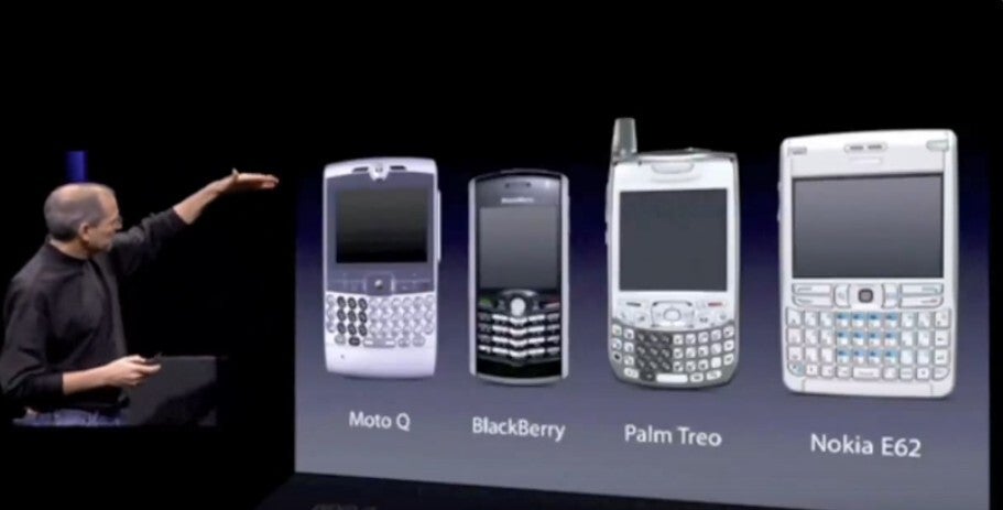 Steve Jobs points out the state of the current iPhone market while unveiling the iPhone.