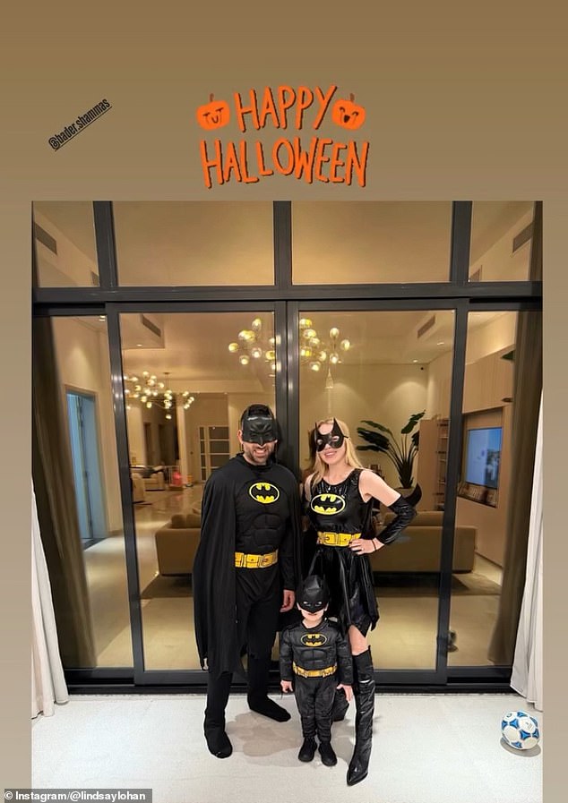 Lindsay Lohan has dressed up for Halloween with her family. The movie icon was seen all gussied up for the spooky holiday in a new Instagram photo posted on Friday