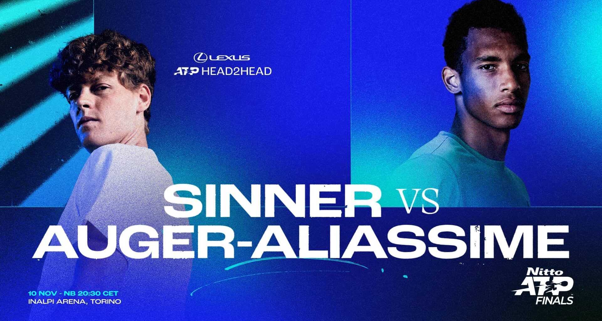 Jannik Sinner leads Felix Auger-Aliassime 3-2 in their Lexus ATP Head2Head series.