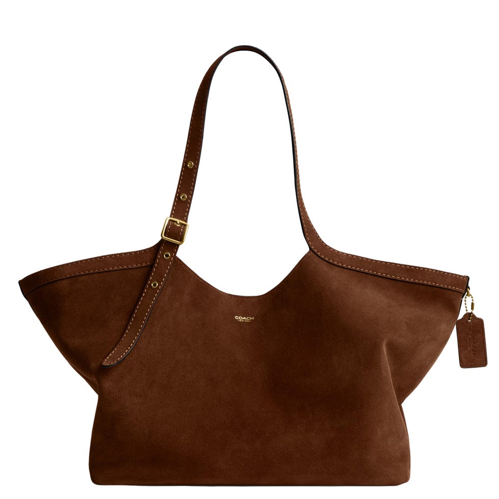 Gramercy Tote in Warm Brown Suede