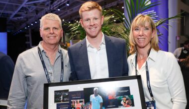 Kyle Edmund was with his parents Steven and Denise on Friday at the Nitto ATP Finals for a tribute to recently retired players.
