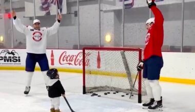 Tom Wilson’s one-year-old son, Teddy, is already showing interest in hockey and shoots right-handed like Dad