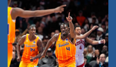 Bridges scores 35 points as Hornets overcome 17-point deficit to beat Raptors 118-111 in OT