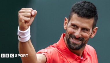 Novak Djokovic celebrates a victory at the Geneva Open