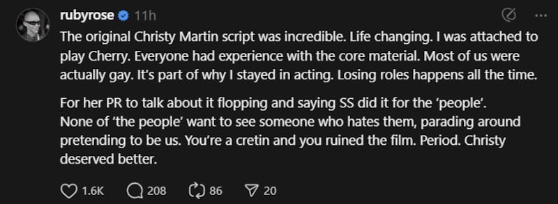 Ruby Rose attackedx Sweeney on Threads.