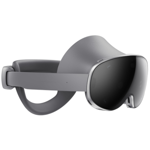 Render of Samsung Galaxy XR headset from the front-right side at a 30-degree angle.