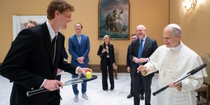 Pope Leo meets world’s top tennis player, Jannik Sinner