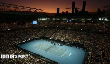 General view of Rod Laver Arena during an evening match at the Australian Open