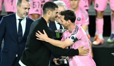 Carlos Alcaraz congratulates Lionel Messi on Inter Miami's victory Saturday evening in Florida.