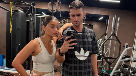 Alia Bhatt with her coach Karan Sawhney. 