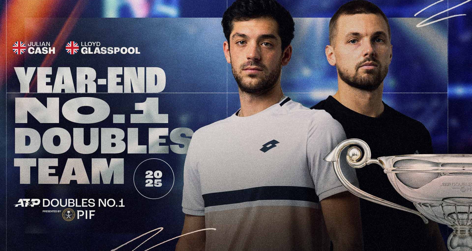 Julian Cash and Lloyd Glasspool earn Year-End ATP Doubles No. 1 presented by PIF honours.