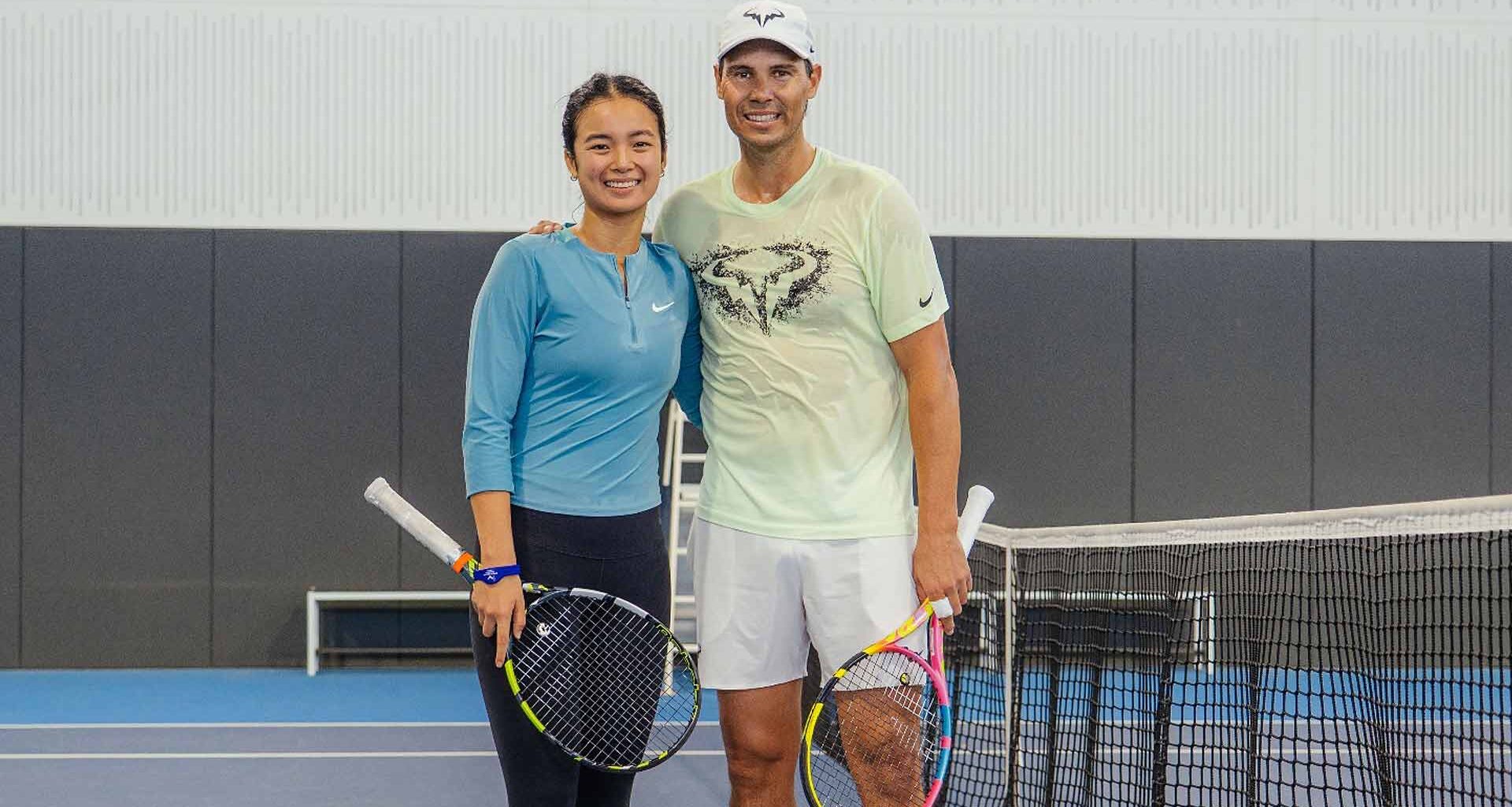 Alexandra Eala and Rafael Nadal shared a practice together at Nadal's eponymous academy.