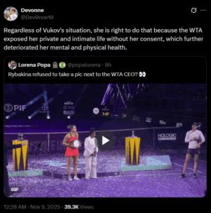 Screengrab of a tweet on X