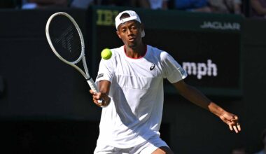 Christopher Eubanks in action at Wimbledon.