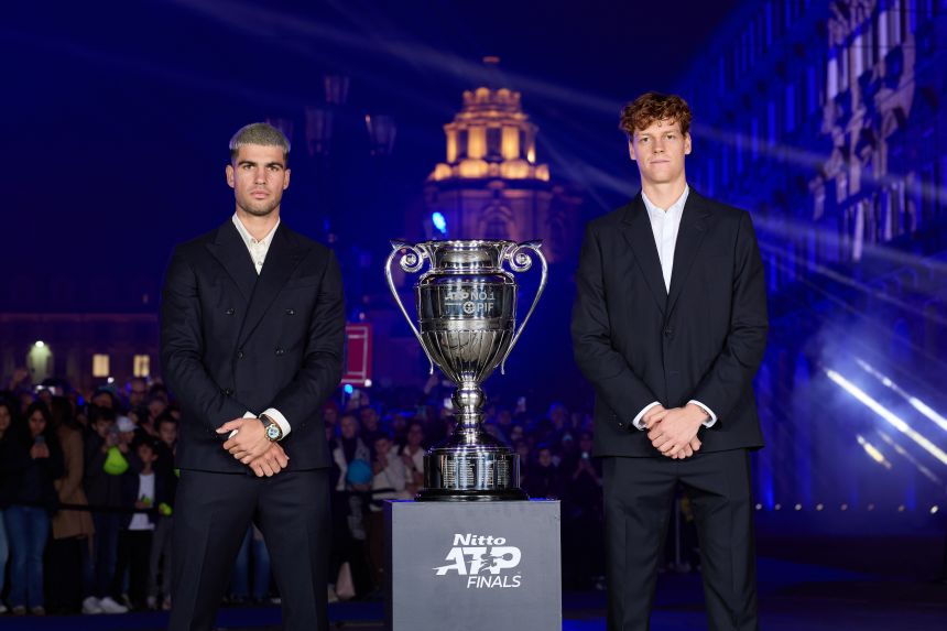 The current dominant force in men's tennis is Carlos Alcaraz (left) and Jannik Sinner (right).