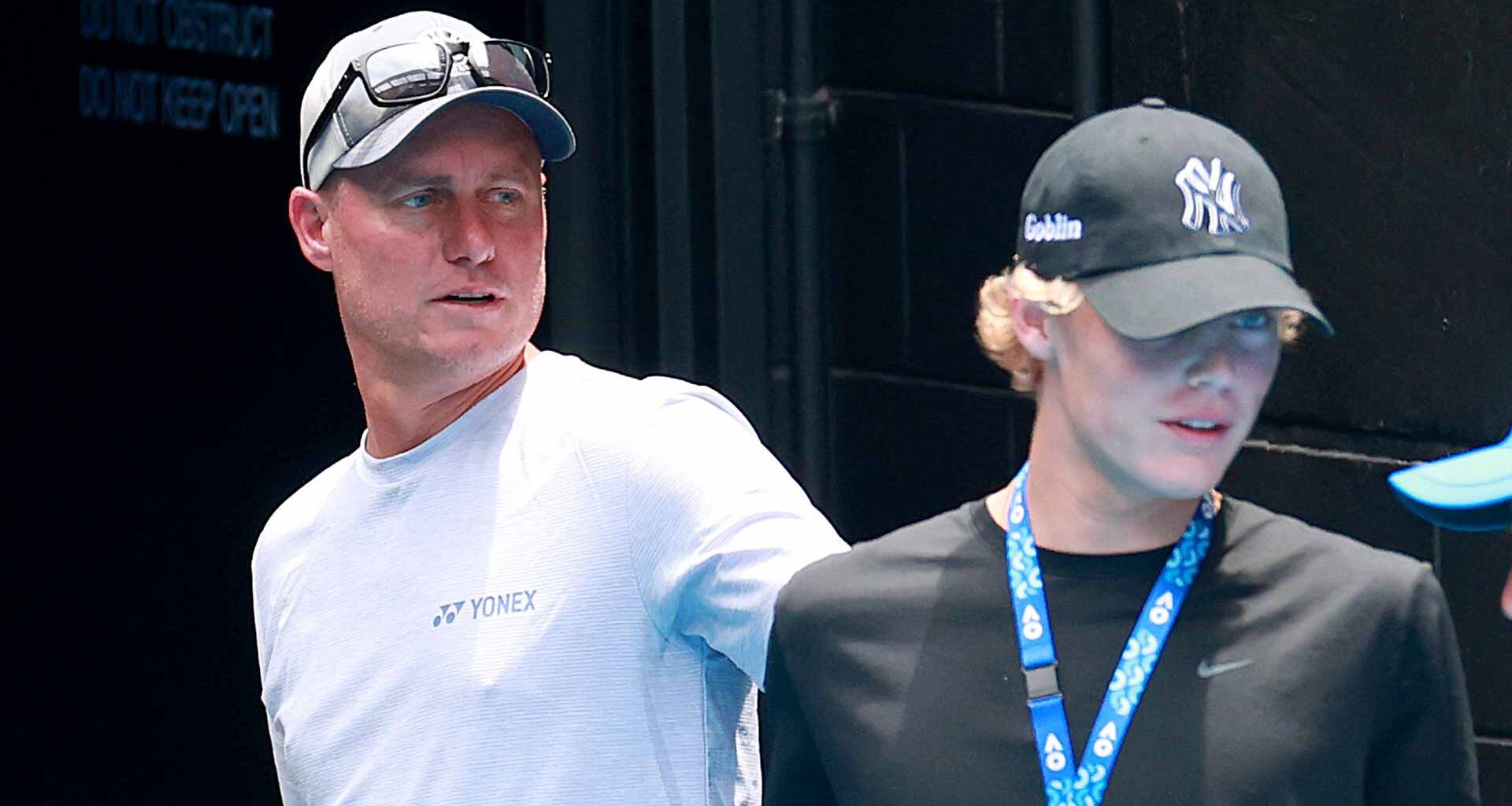 Lleyton Hewitt and Cruz Hewitt, pictured above at this year's Australian Open, are competing at the Sydney Challenger.