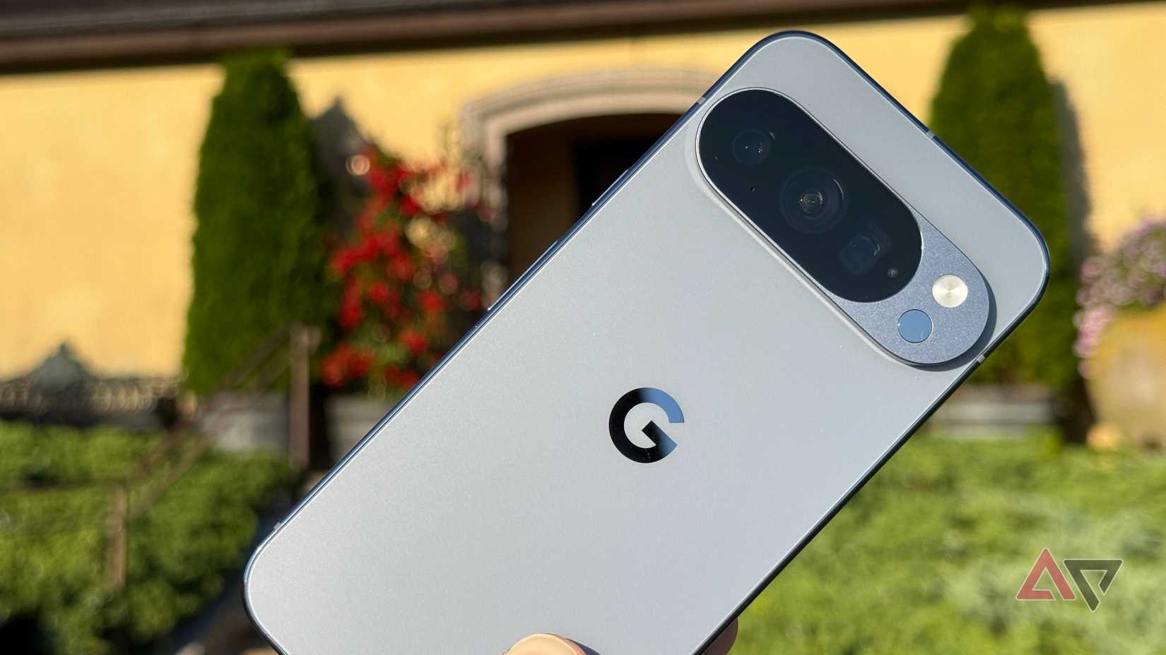 Google Pixel 10 Pro camrea sensors against building backdrop