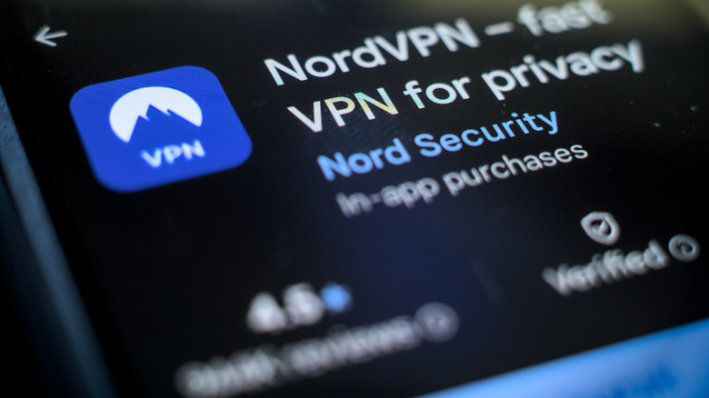 Phone showing NordVPN download page on the Google Play Store