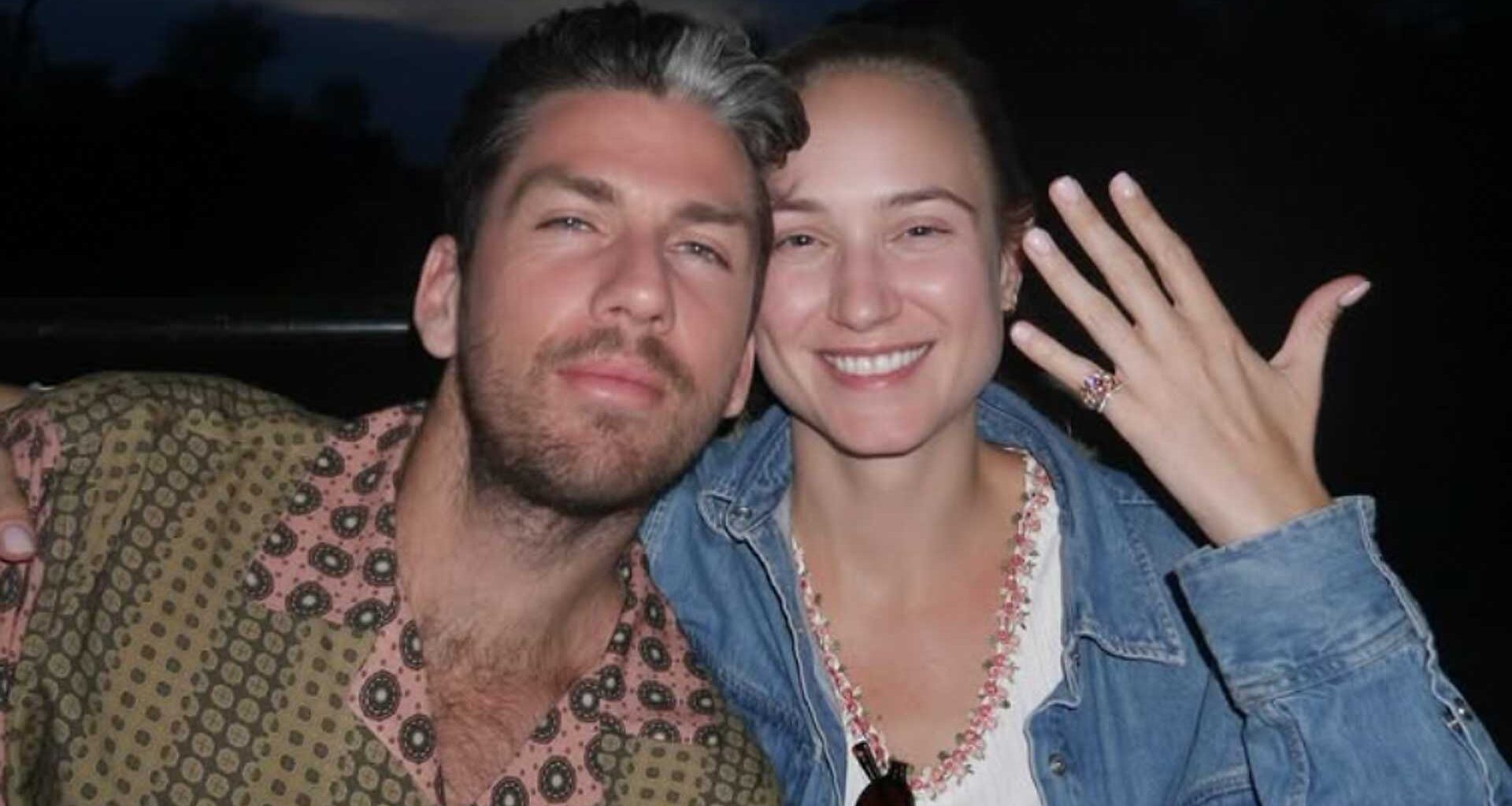 Cameron Norrie and Louise Jacobi celebrate their engagement.