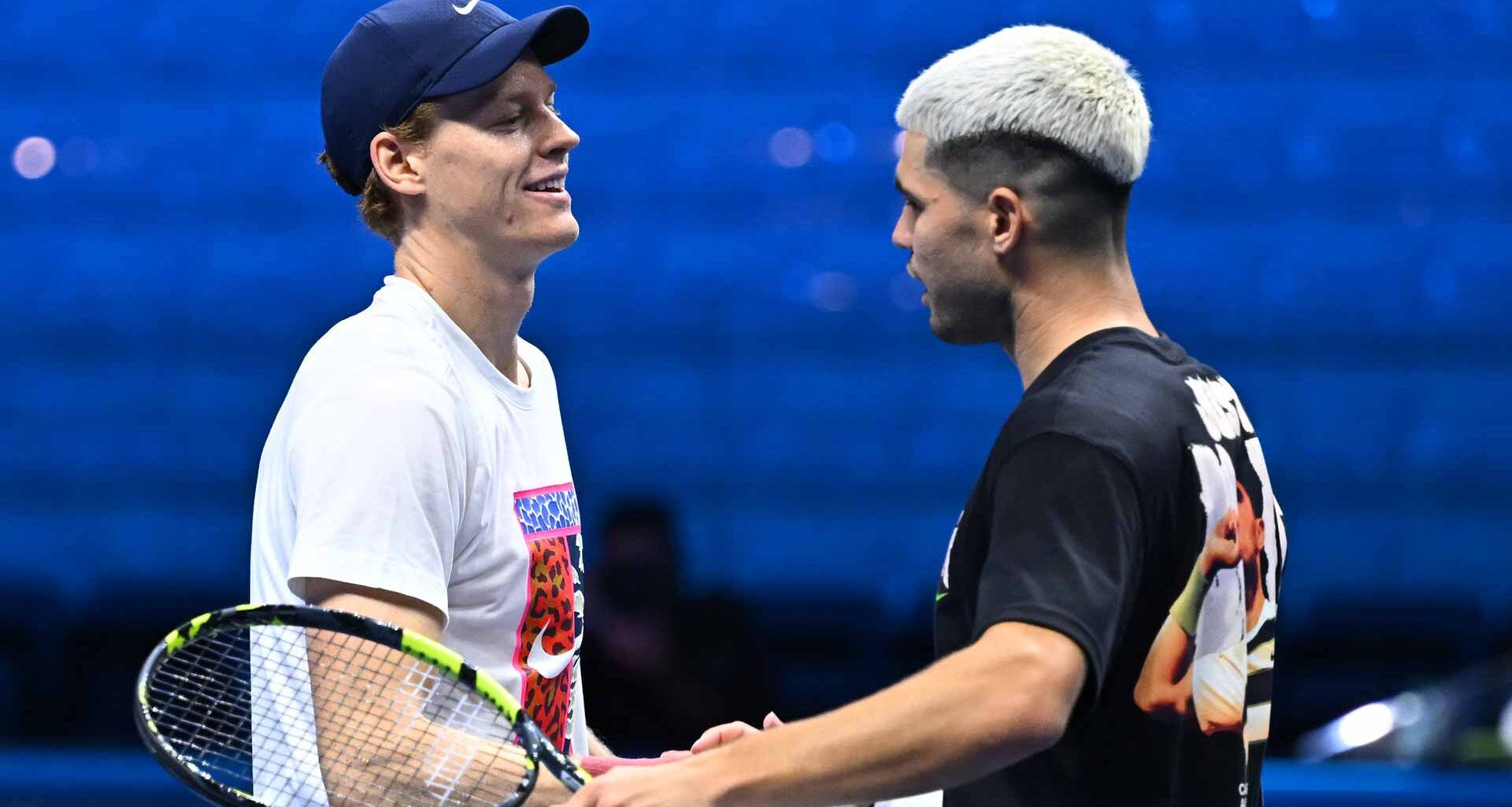 Jannik Sinner and Carlos Alcaraz trained together Friday at the Nitto ATP Finals.
