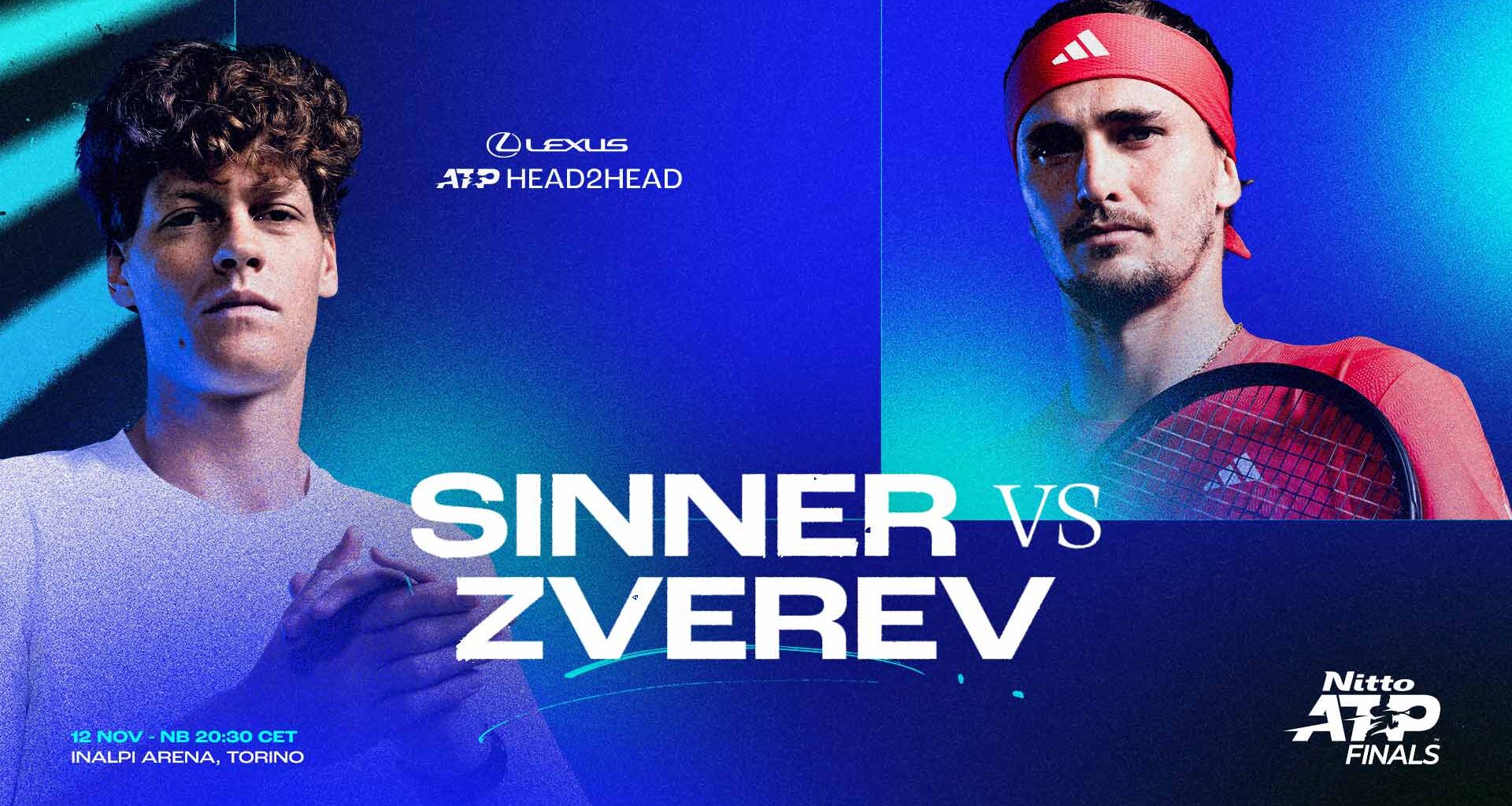 Jannik Sinner leads Alexander Zverev 5-4 in their Lexus ATP Head2Head series.