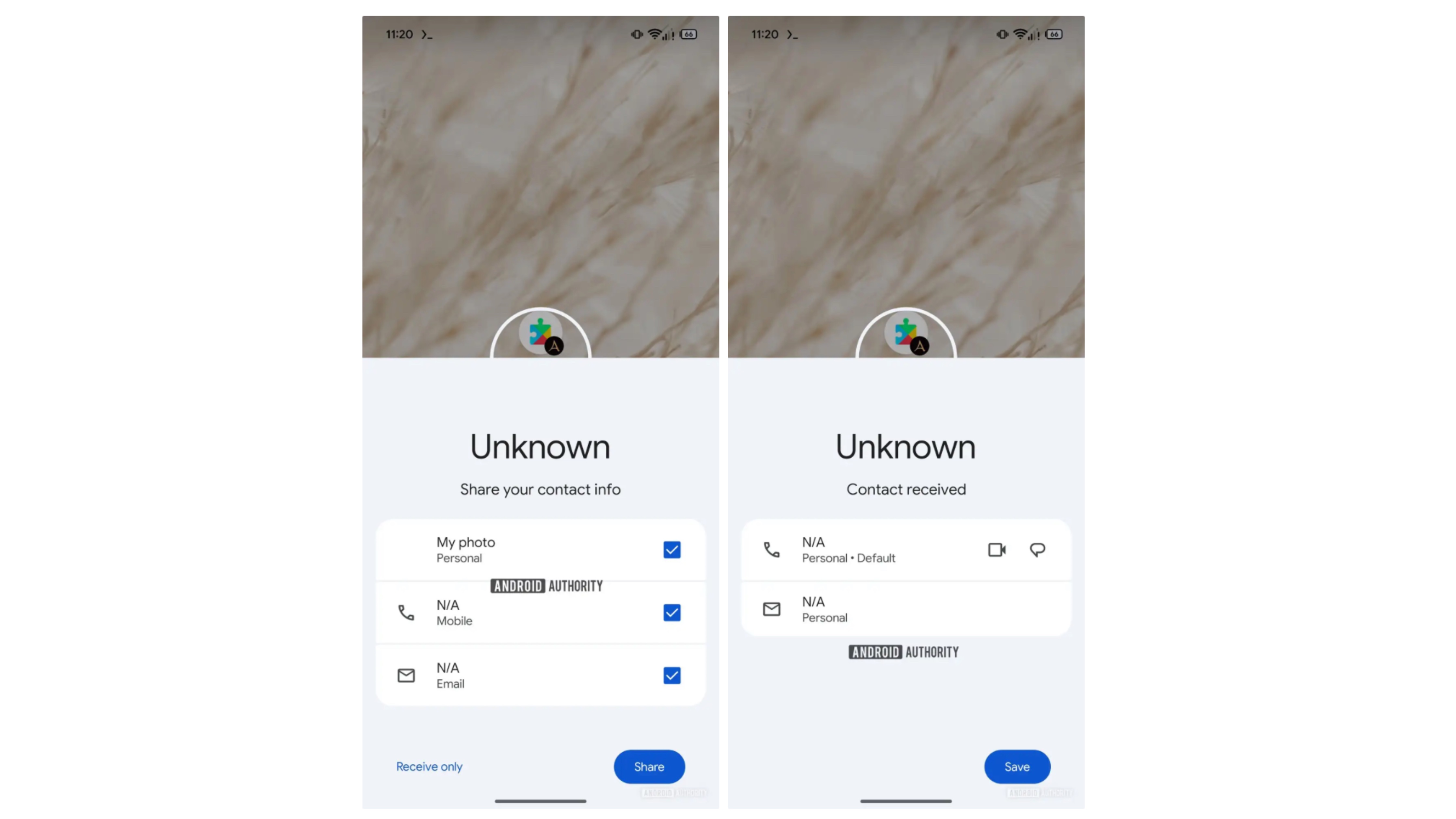 The early contact sharing feature in Android.