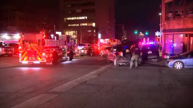 Emergency services at the scene of a shooting in Rhode Island