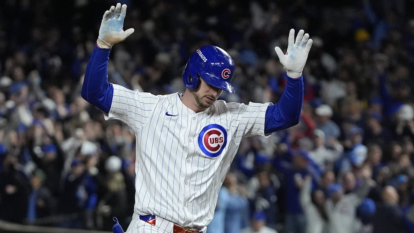 Oct 9, 2025; Chicago, Illinois, USA; Chicago Cubs right fielder Kyle Tucker (30) reacts after hitting a home run against the Milwaukee Brewers during the seventh inning for game four of the NLDS round for the 2025 MLB playoffs at Wrigley Field. Mandatory Credit: David Banks-Imagn Images