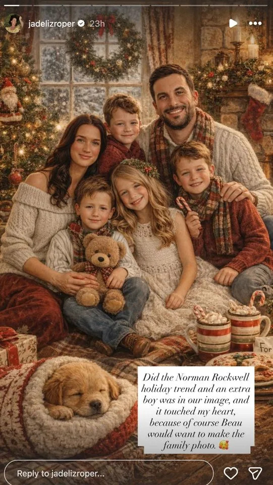 Jade Roper Tolbert/Instagram Jade Roper Tolbert's Instagram Stories post about her AI family portrait