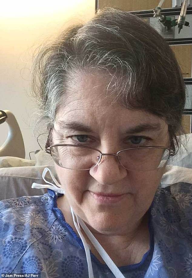 Thornton is pictured here two days after her near-death experience. She claims the experience was so peaceful that she begged angels not to end her back