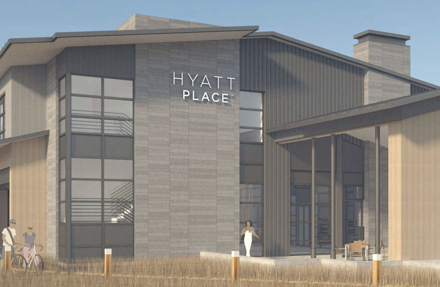 Hyatt Place Proposal view from Highway 1, rendering by Axis GFA