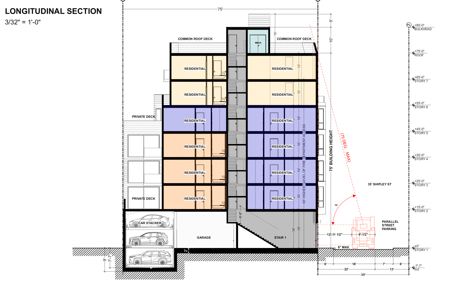 173 Shipley Street cross-section, illustration by RG Architecture