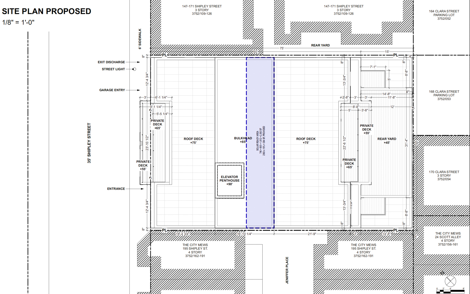 173 Shipley Street site map, illustration by RG Architecture