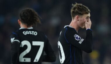 Chelsea's Cole Palmer reacts during the 3-1 defeat to Leeds