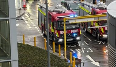 Fire engines responding to the incident at Heathrow Airport. Pic: @_umarjaved