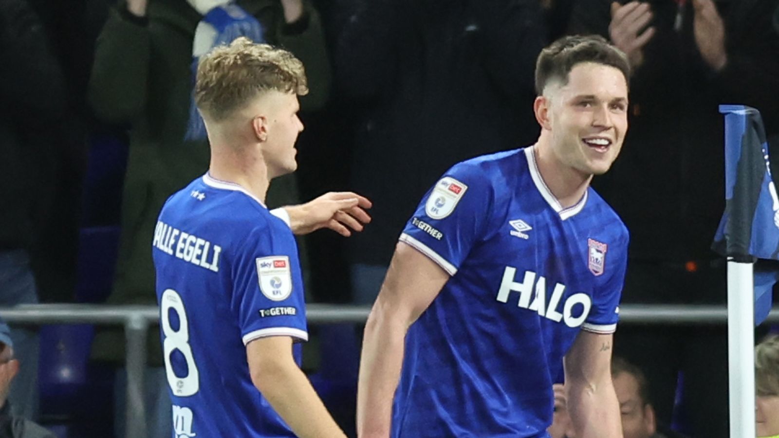 Sindre Walle Egeli (left) and George Hirst (right) scored Ipswich's goals at Portman Road