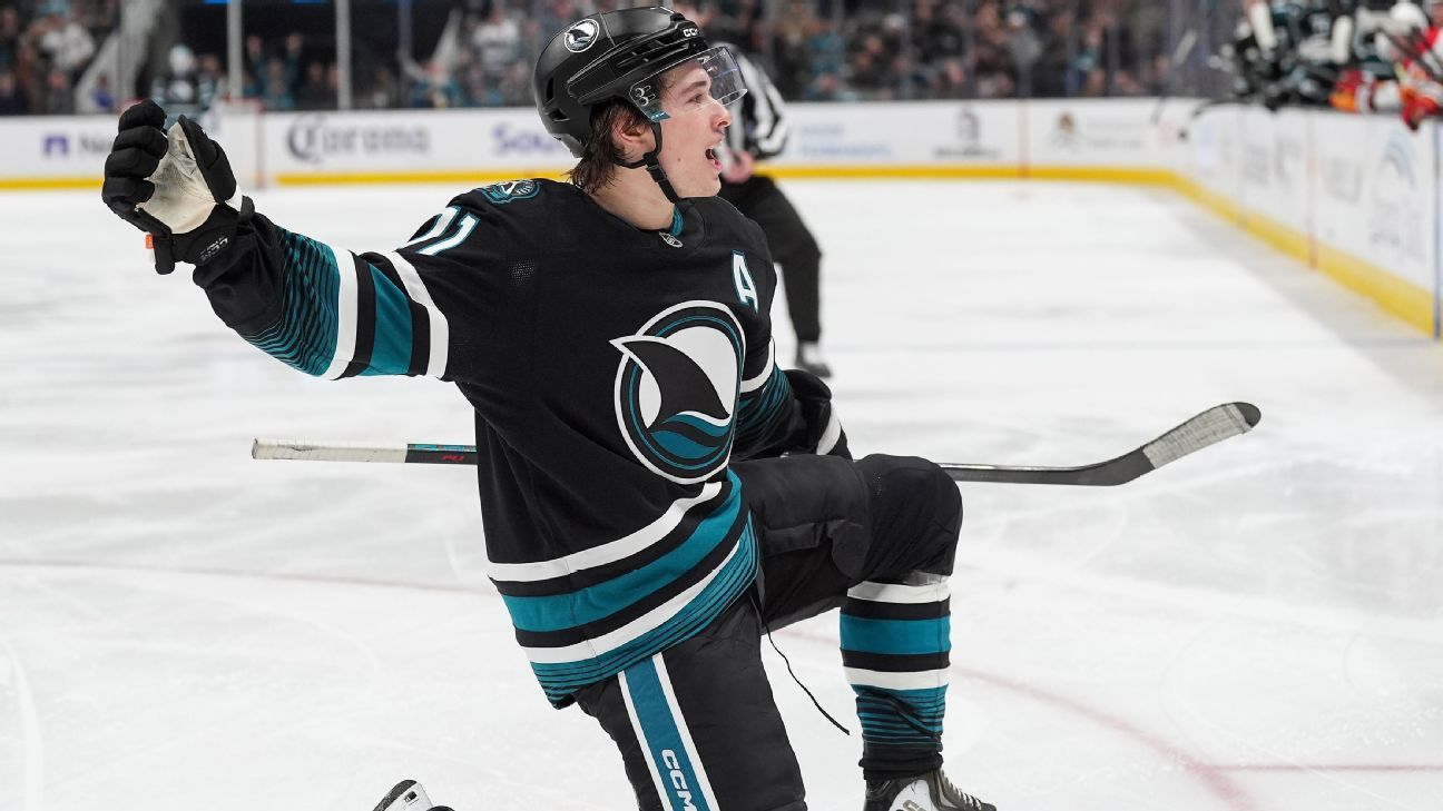 Celebrini fastest Shark to 50 points with help of spin-o-rama goal