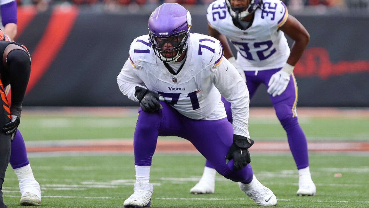 Vikings shut down Christian Darrisaw as knee injury lingers