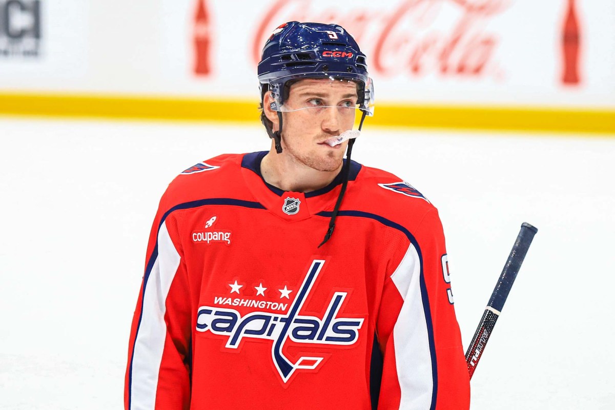 Ryan Leonard dekes Rangers defender out of his skates, springing himself on breakaway