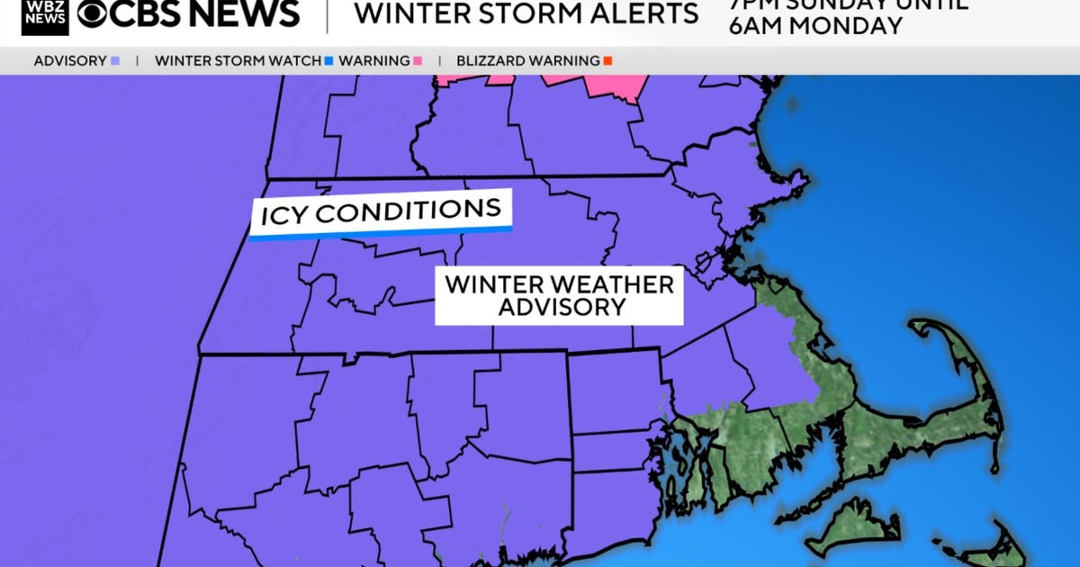Freezing rain and icy conditions in Massachusetts could cause slick roads early Monday