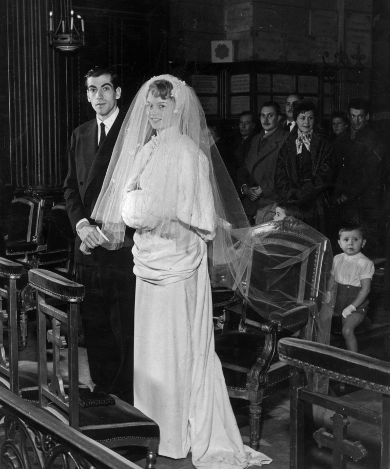 Brigitte Bardot and Roger Vadim French during their wedding in Paris in 1952.