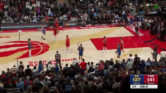 Barnes matches Raptors record with 25 rebounds, has a triple-double in OT victory over the Warriors