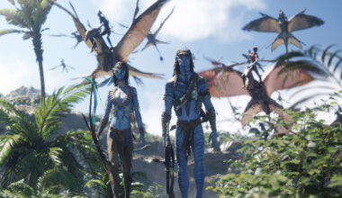 (L-R) Neytiri (Zoe Saldaña) and Jake Sully (Sam Worthington) in 20th Century Studios' Avatar Fire and Ash