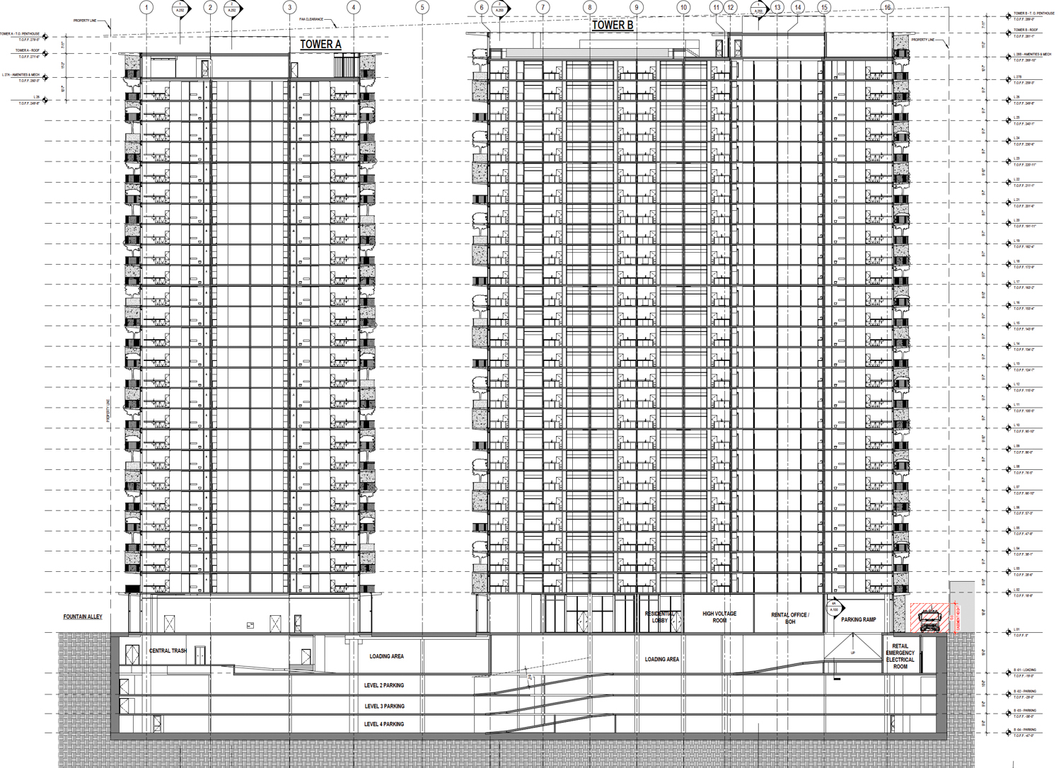 35 South Second Street vertical cross section, illustration by Bjarke Ingels Group