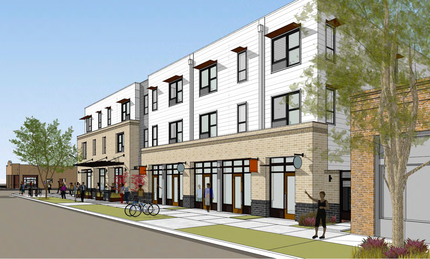 3500 Broadway street view, rendering by Vrilakas Groen Architects