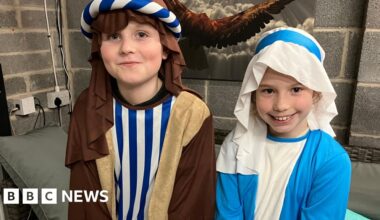 Children in Weston retell nativity as a breaking news story