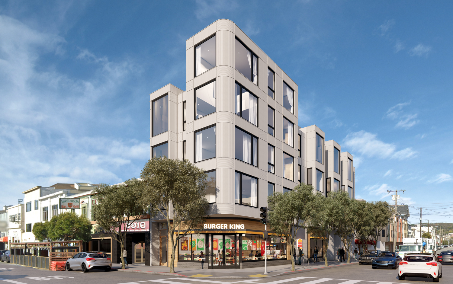 3900 Geary Boulevard establishing view, rendering by RG Architecture