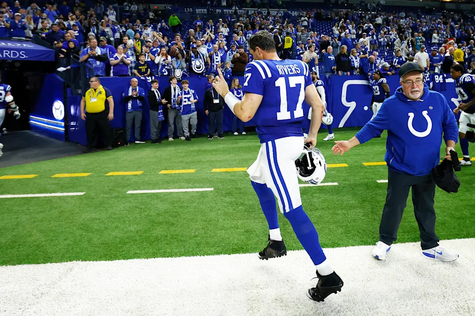 Philip Rivers runs off the field after what's likely his last NFL start.