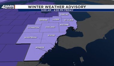 Winter Weather Advisory Issued for Southeastern Michigan due to forecasted Freezing Rain