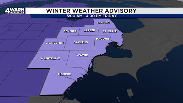 Winter Weather Advisory Issued for Southeastern Michigan due to forecasted Freezing Rain